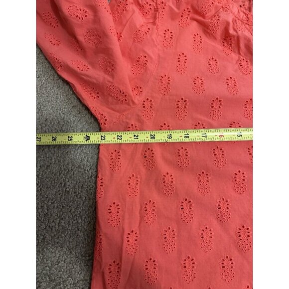 MIRA Orange Red Pineapple Eyelet Blouse Top VNeck Popover Spring Casual 2XL - Picture 8 of 8